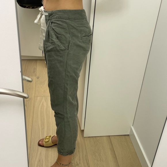 Aritzia Wilfred Allant Tan Linen ankle crepe drawstring jogger women’s pants Sz0 - Picture 3 of 9